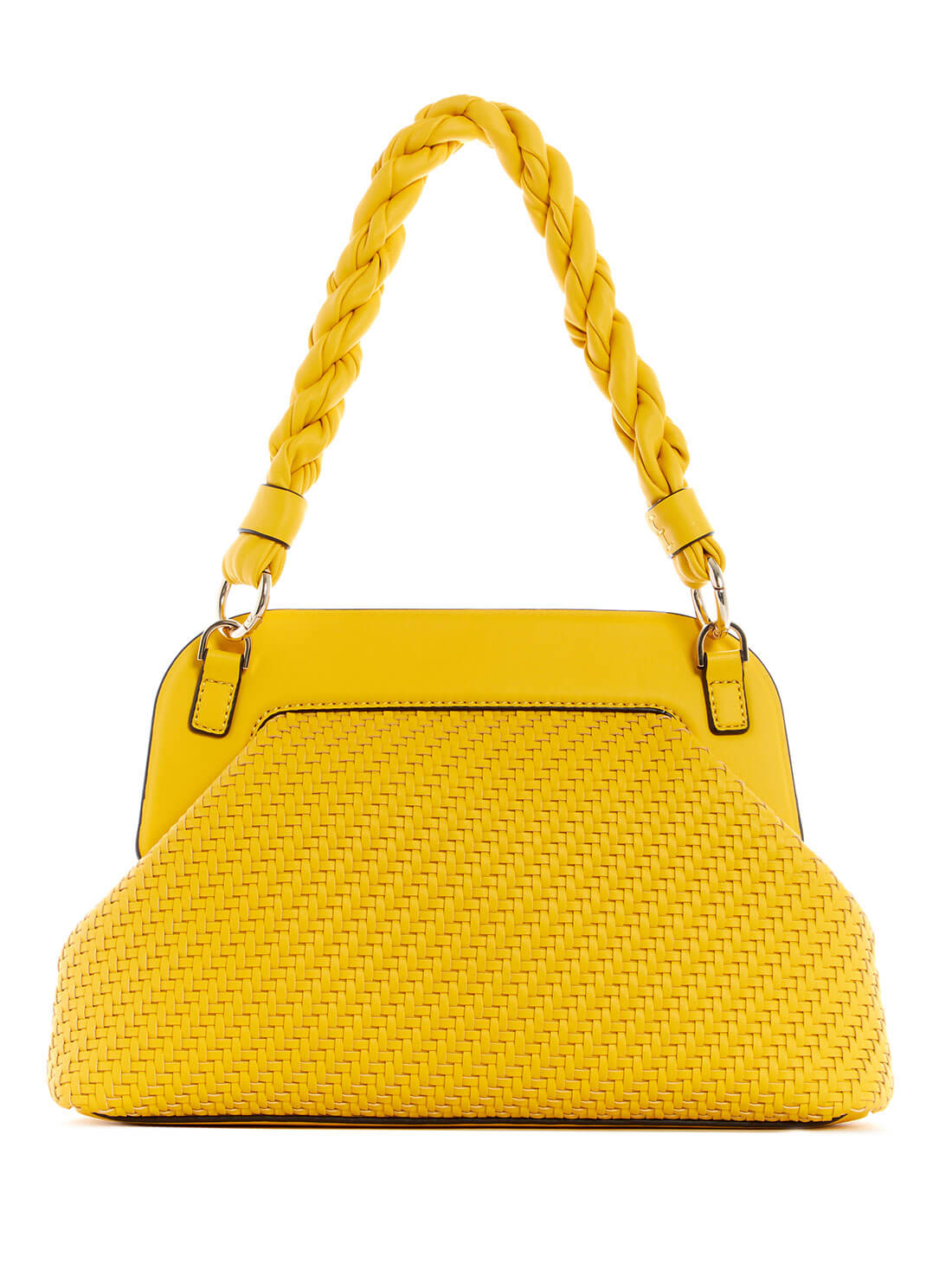 GUESS Womens Lemon Yellow Woven Hassie Frame Crossbody Bag VG839717 Back View