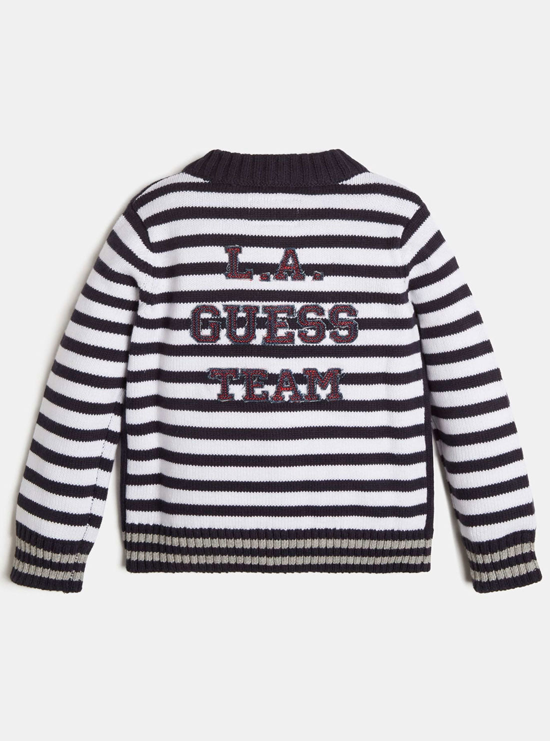 GUESS Little Boys Navy Blue Stripe Logo Zip Jacket (2-7) N2RR01Z2NN0 Back View