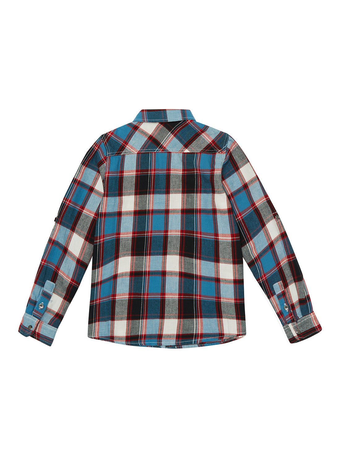 GUESS Little Boys Red Blue Check Twill Logo T-Shirt (2-7) N2RH02WDMF0 Back View