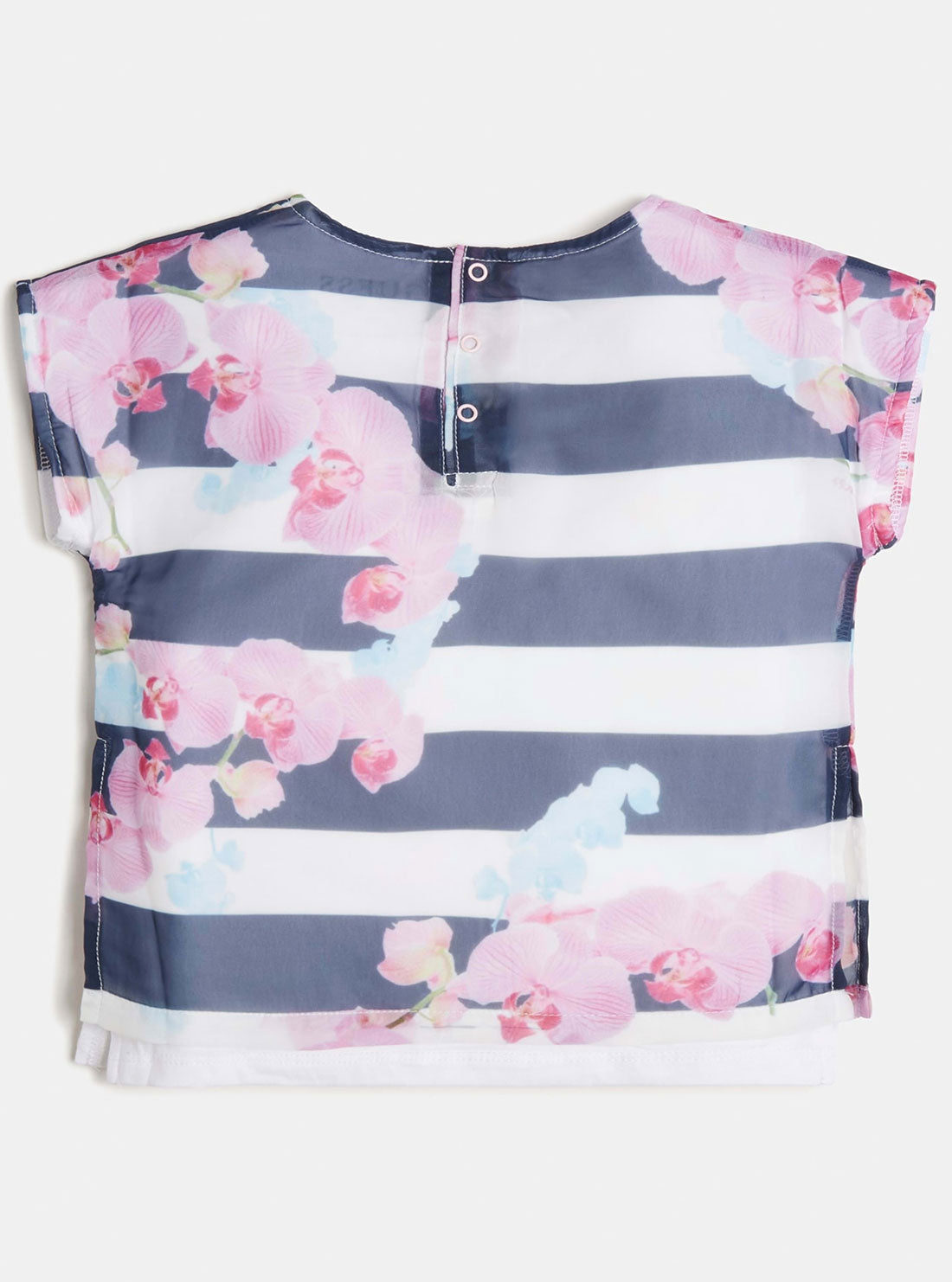 GUESS Little Girl Blue Striped Chiffon T-Shirt (2-7) Back View