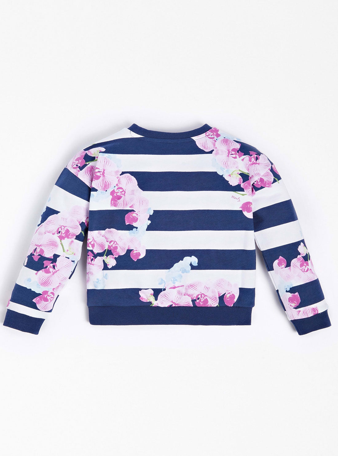 GUESS Little Girl Blue Striped Logo Jumper (2-7) Back View