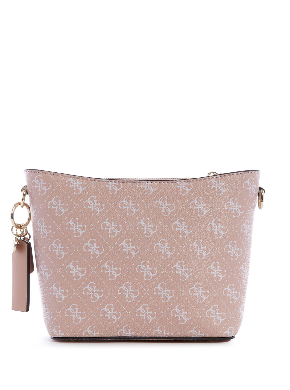 GUESS Womens Pink Multi Logo Jensen Crossbody Bucket Bag SS787630 Back View