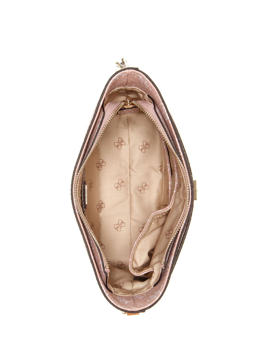 GUESS Womens Pink Multi Logo Jensen Crossbody Bucket Bag SS787630 Inside View