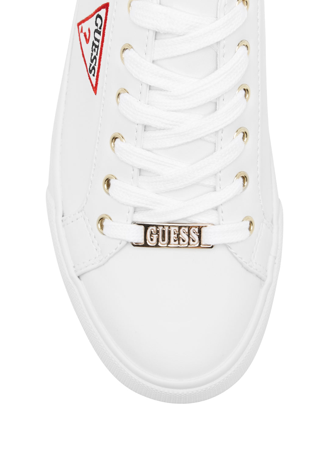 GUESS Womens White Soaked Logo Sneakers SOAKED-A Top View