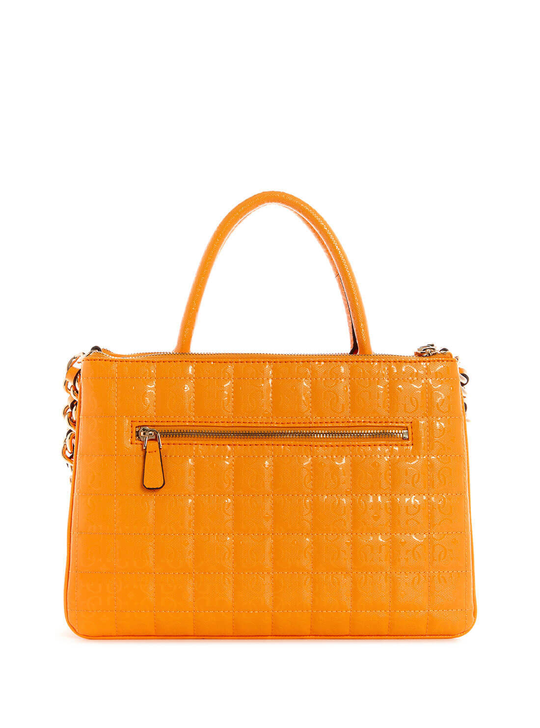 GUESS Womens Orange Quilted Kobo Status Satchel GG841106 Back View