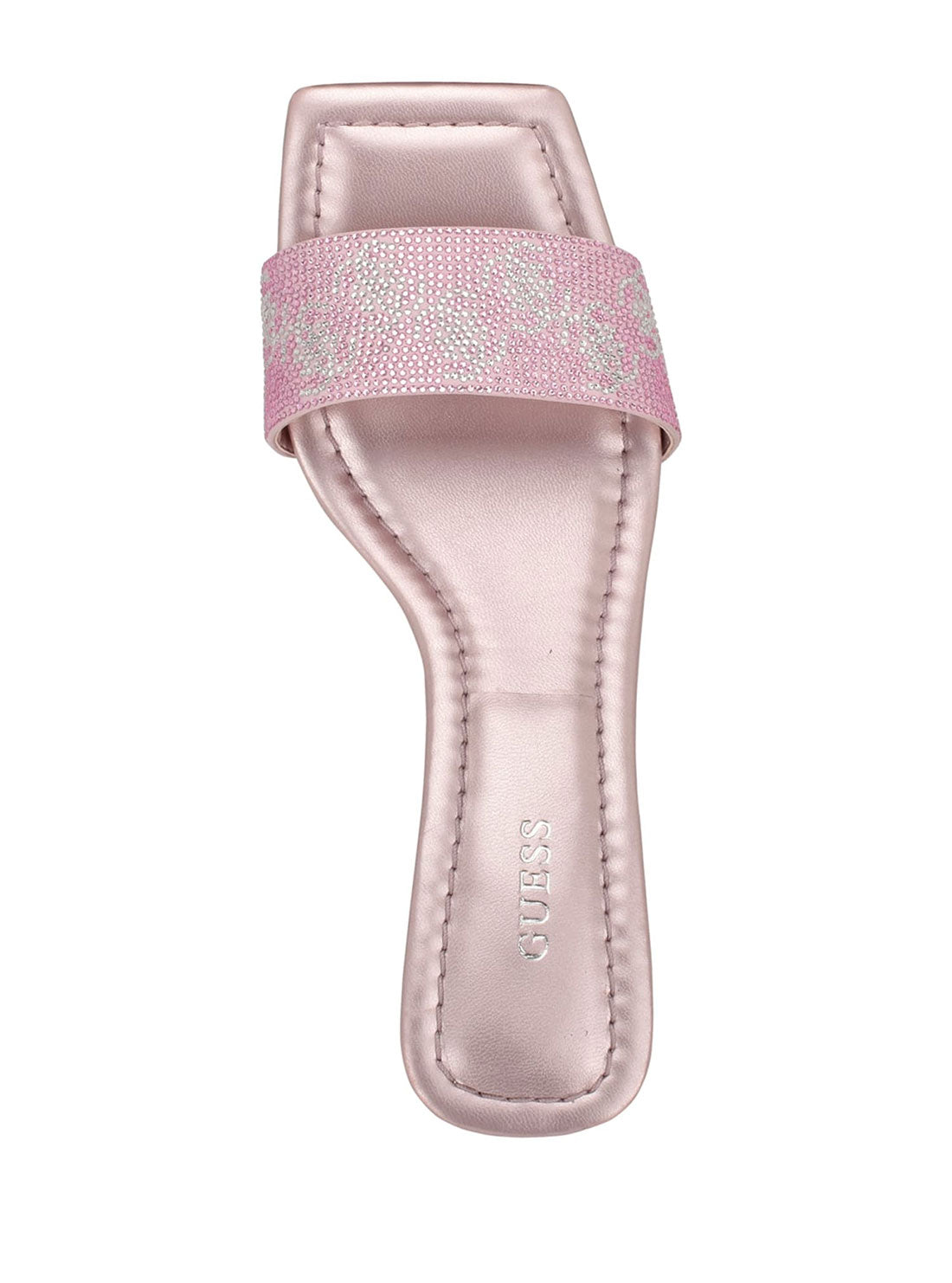 GUESS Womens  Pink Betiane Logo Rhinestone Kitten Heels  BETIANE Top View