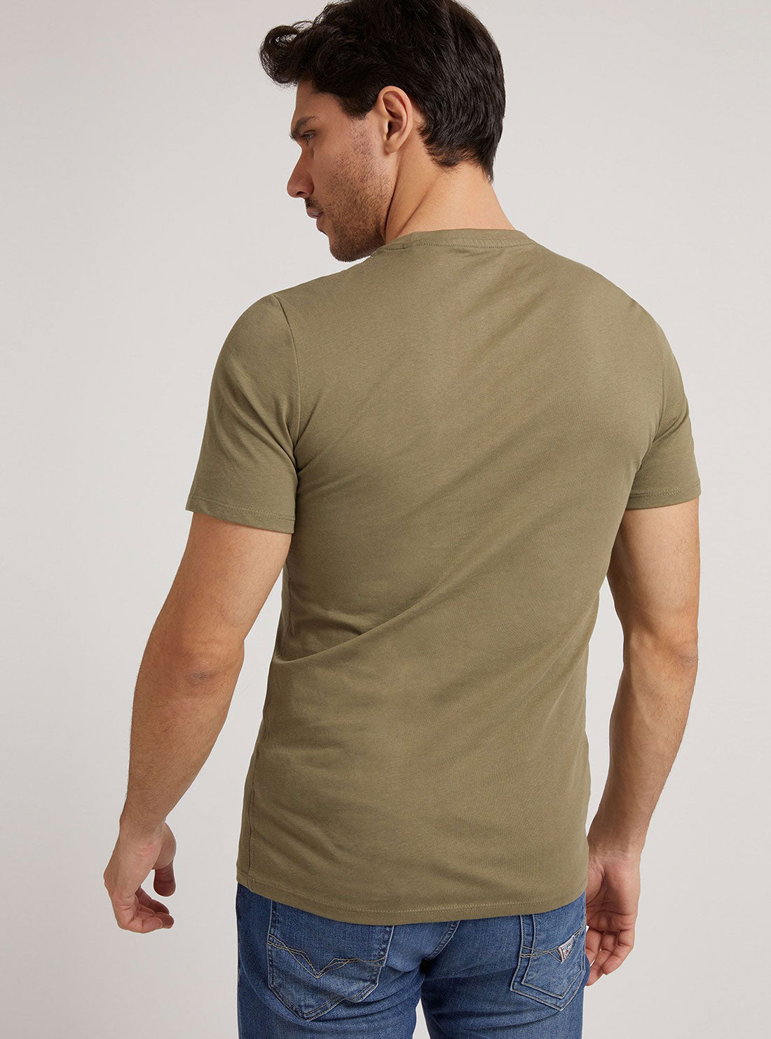 GUESS Mens Eco Desert Green Original Logo T-Shirt M1RI71I3Z11 Back View