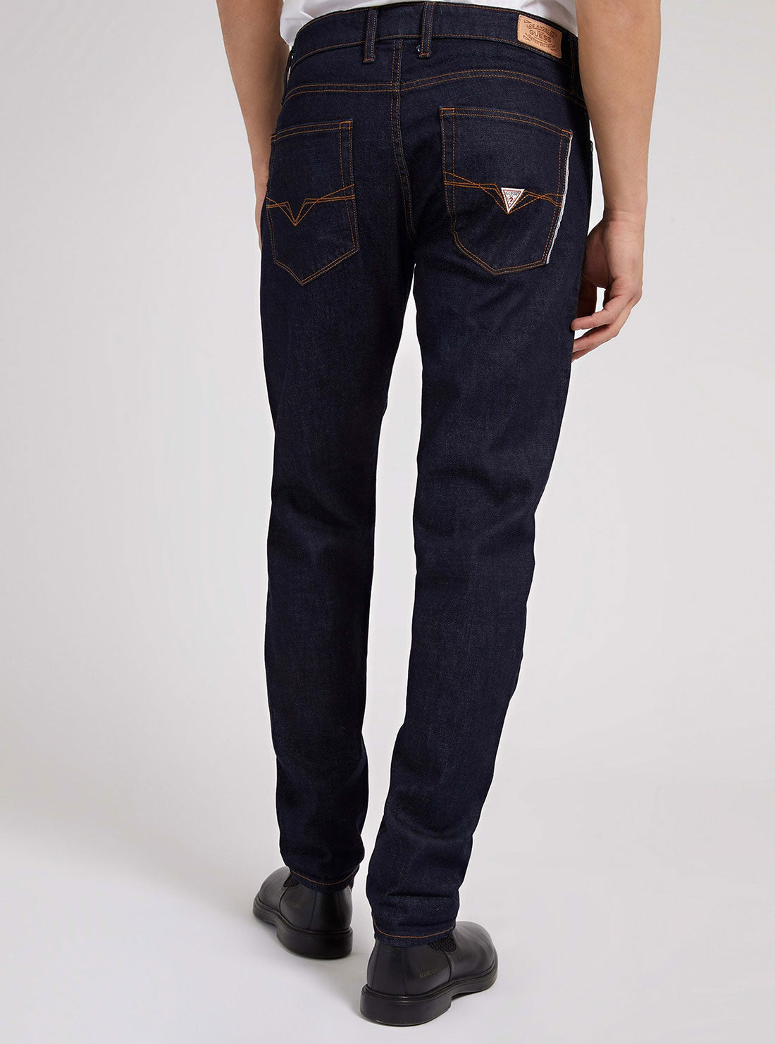 GUESS Men's Mid-Rise Slim Tapered Denim Jeans In Iron Selvedge Wash M2GAS2D4MG2 Back View