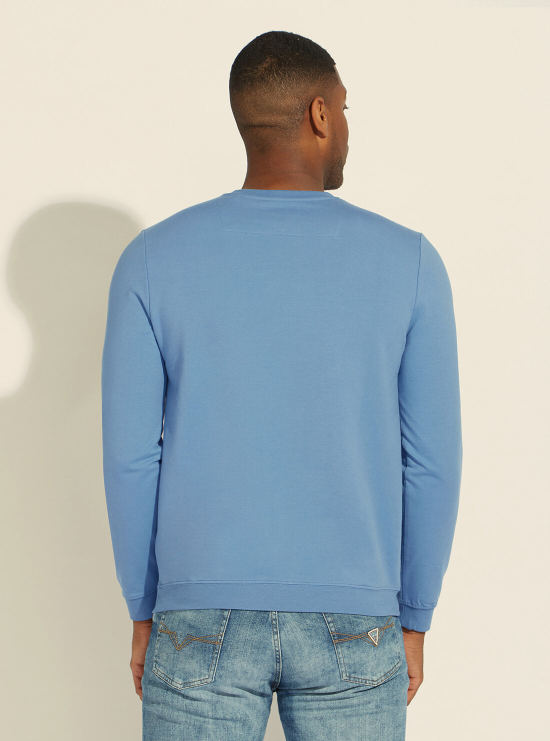 GUESS Mens Blue Audley Fleece Jumper M1RQ37K6ZS1 Back View