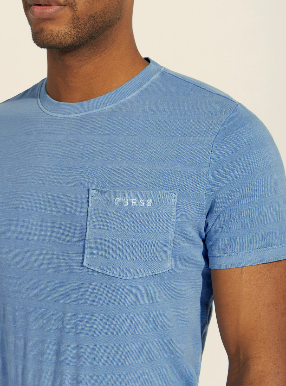 GUESS Mens Blue Vegas Logo T-Shirt M2GI07KB350 Detail View