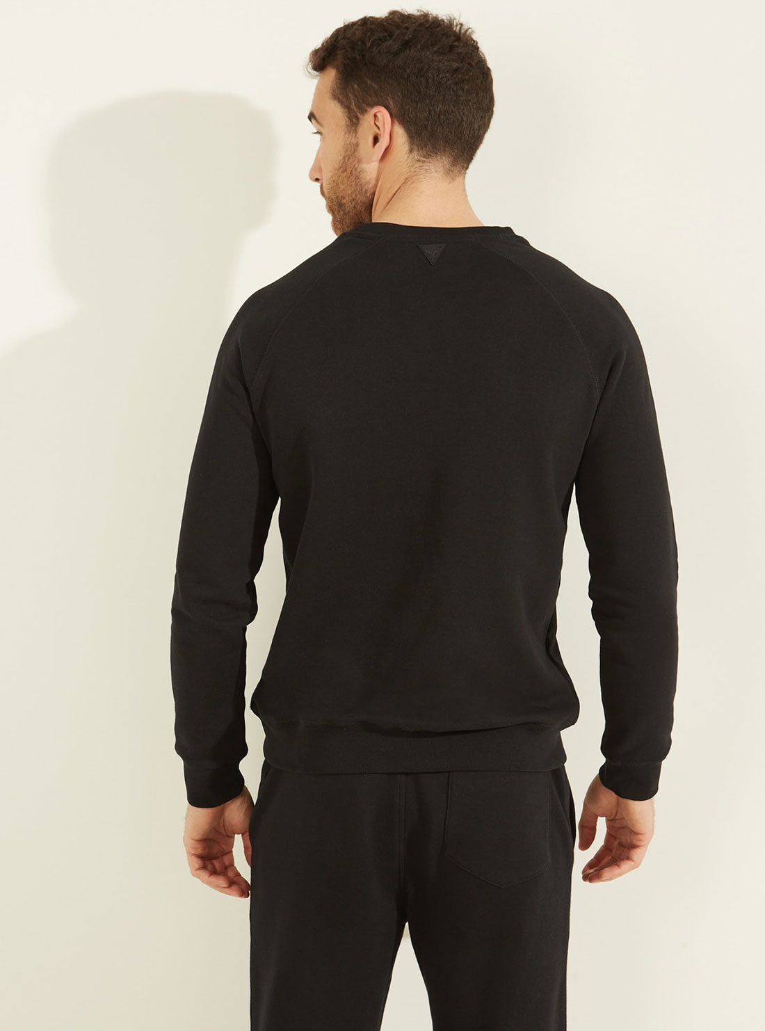 GUESS Mens Eco Black Aldwin Active Logo Jumper Z2RQ19KAIJ1 Back View