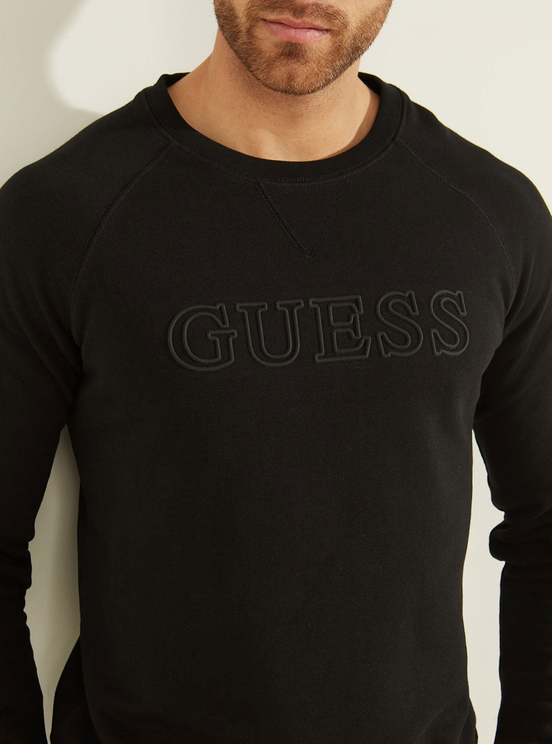 GUESS Mens Eco Black Aldwin Active Logo Jumper Z2RQ19KAIJ1 Detail View