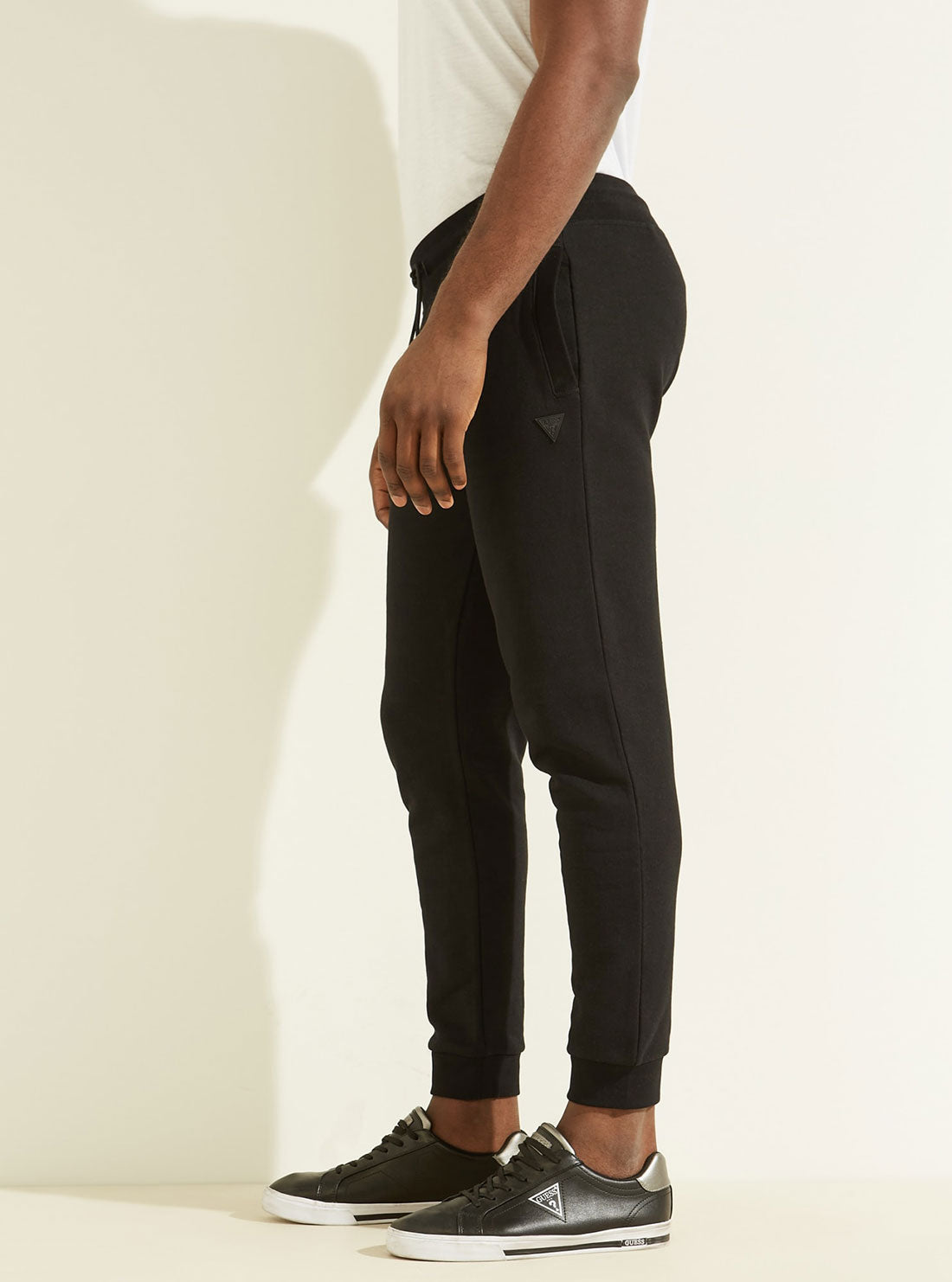GUESS Mens  Eco Black Aldwin Active Logo Trackpants Z2RB15KAIJ1 Side View