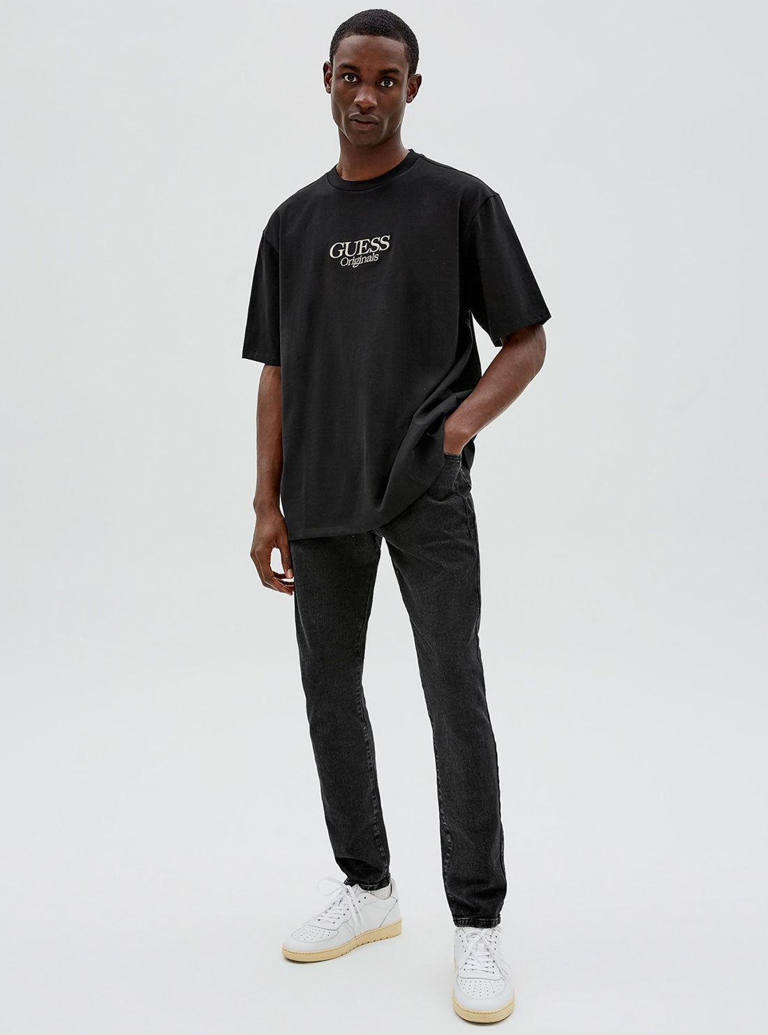 GUESS Mens GUESS Originals Black Austin Logo T-Shirt M2GI00K9XF2 Full View