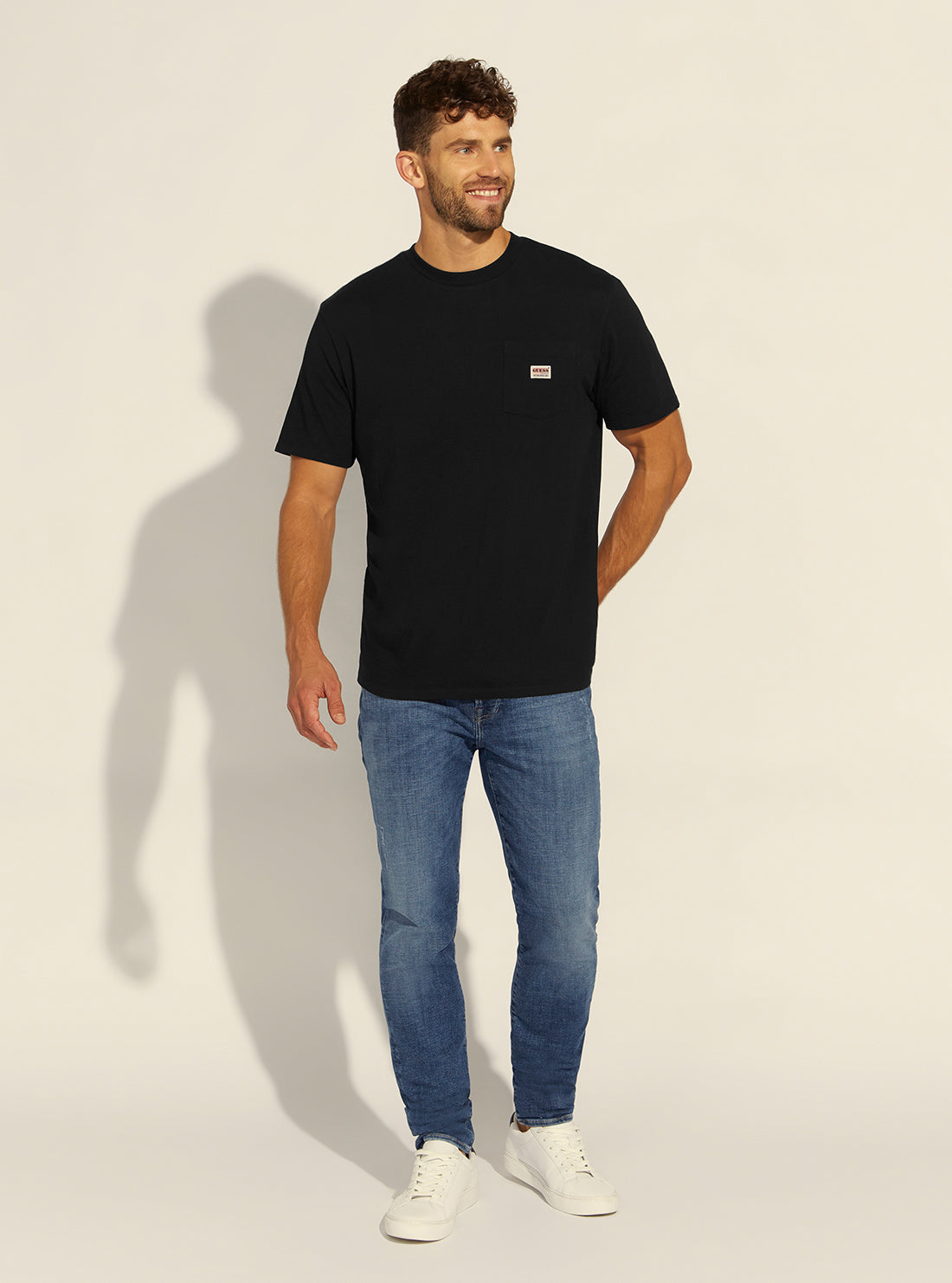 GUESS Mens GUESS Originals Black Pocket Label T-Shirt M1BI43K9XF1 Full View