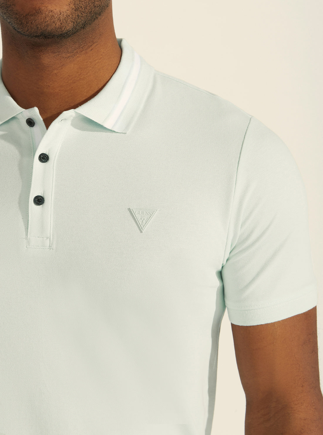 GUESS Mens Eco Polar Blue Lyle Polo T-Shirt M2RP60K7O61 Detail View