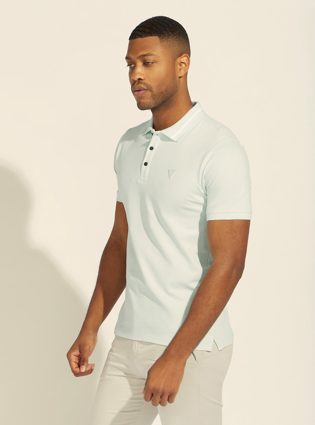 GUESS Mens Eco Polar Blue Lyle Polo T-Shirt M2RP60K7O61 Side View