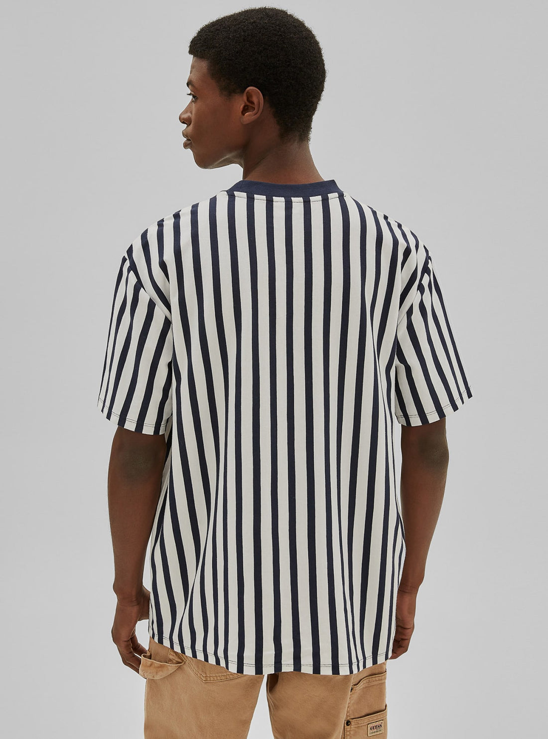GUESS Mens GUESS Originals Navy Aven Stripe T-Shirt Back View