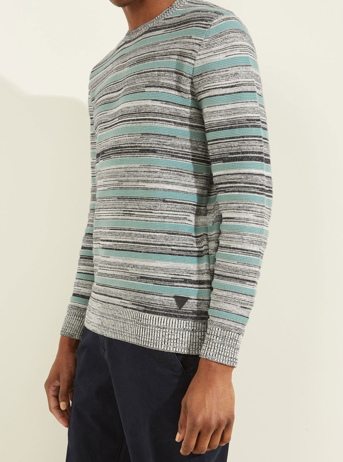 GUESS Mens Blue Napier Mouline Stripes Jumper M2GR14Z2ZH0 Detail View