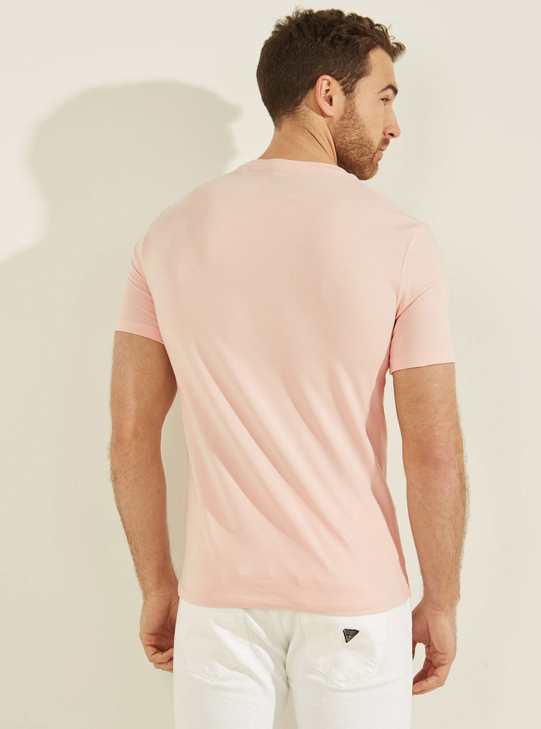 GUESS Mens Eco Blush Pink Point Logo T-Shirt M2GI21J1311 Back View