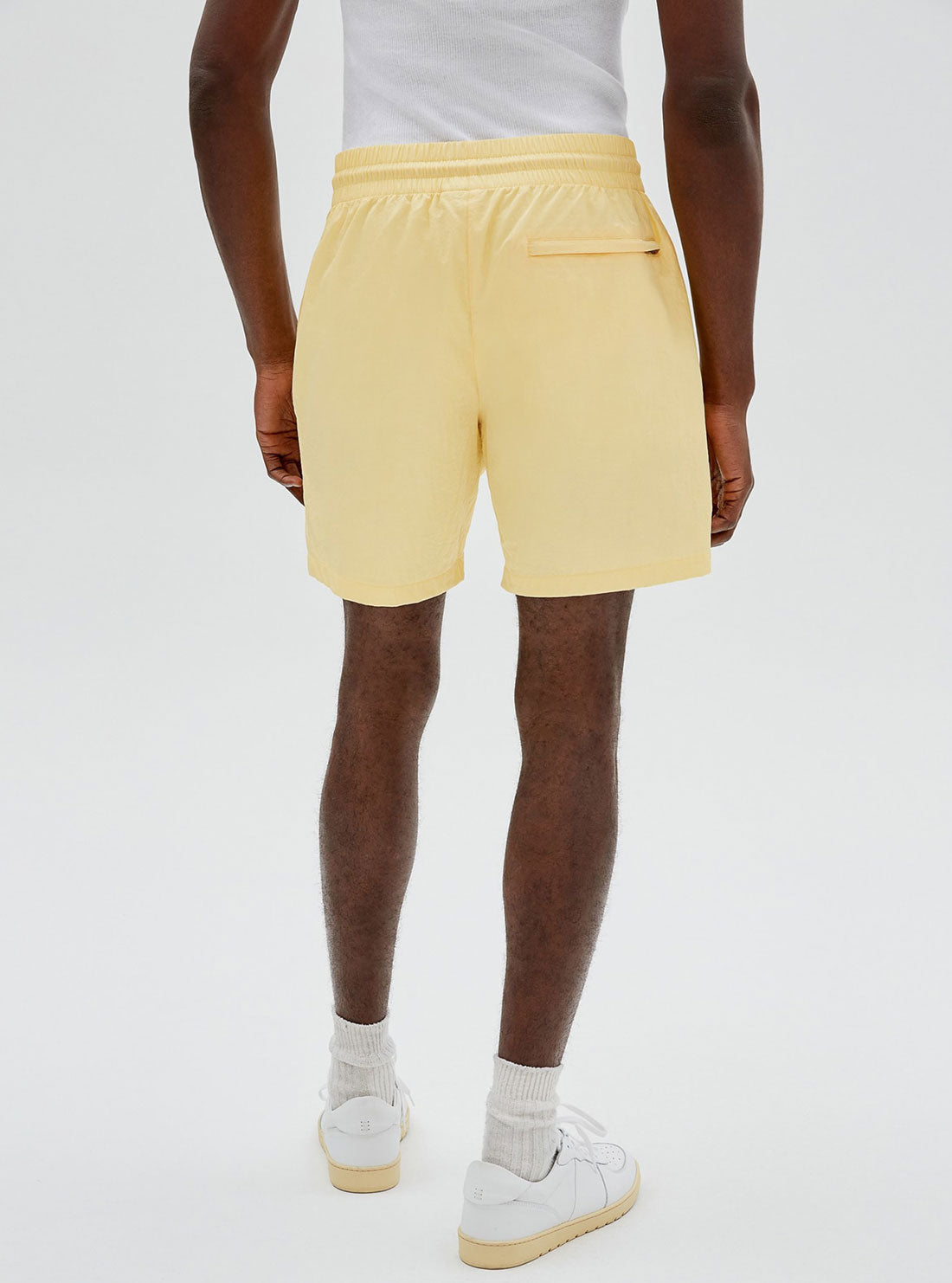 GUESS Mens GUESS Originals Butter Yellow  Nylon Patch Shorts M2GQ03WC481 Back View