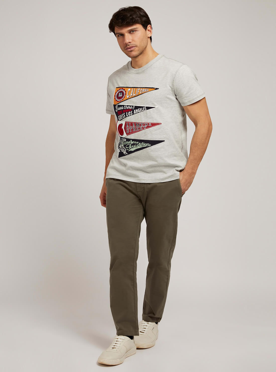 GUESS Mens Grey California Pennant Logo T-Shirt M2RI04K8FQ1 Full View