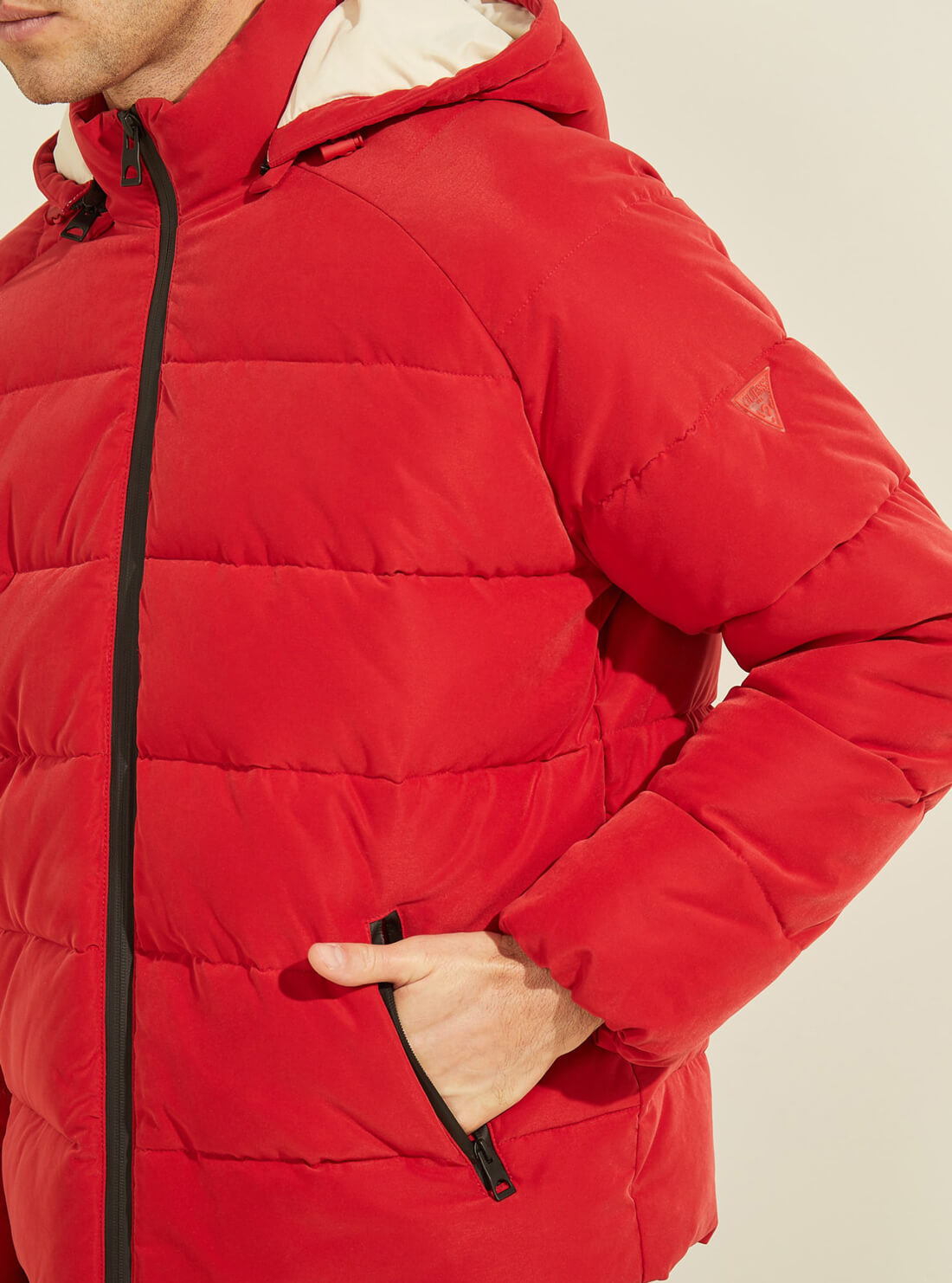 GUESS Mens Chili Red Puffer Jacket M2RL23T08D1 Detail View