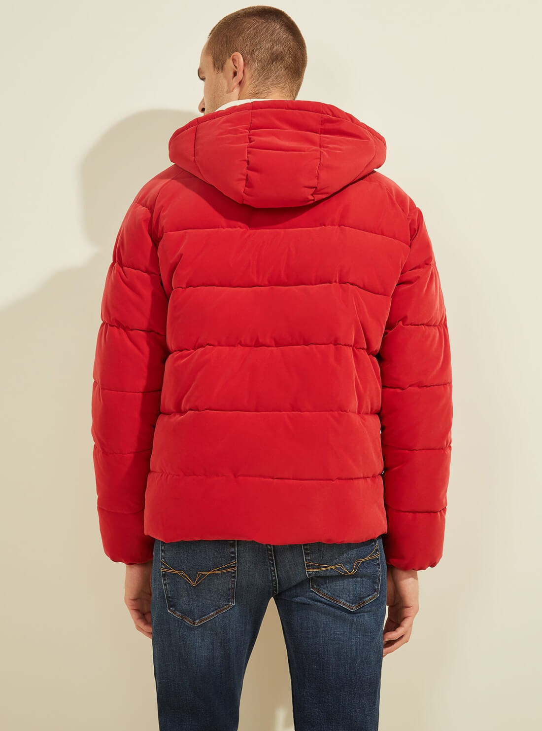 GUESS Mens Chili Red Puffer Jacket M2RL23T08D1 Back View