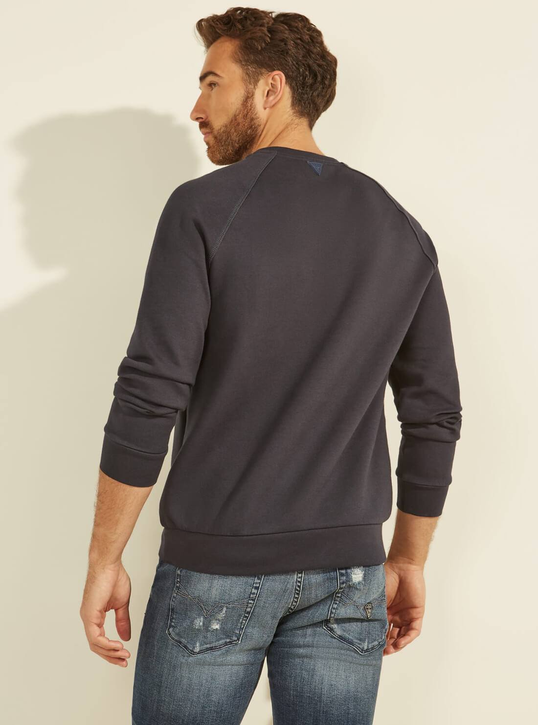 GUESS Mens Deep Marine Blue Abbot Active Jumper U1YA22FL03P Back View