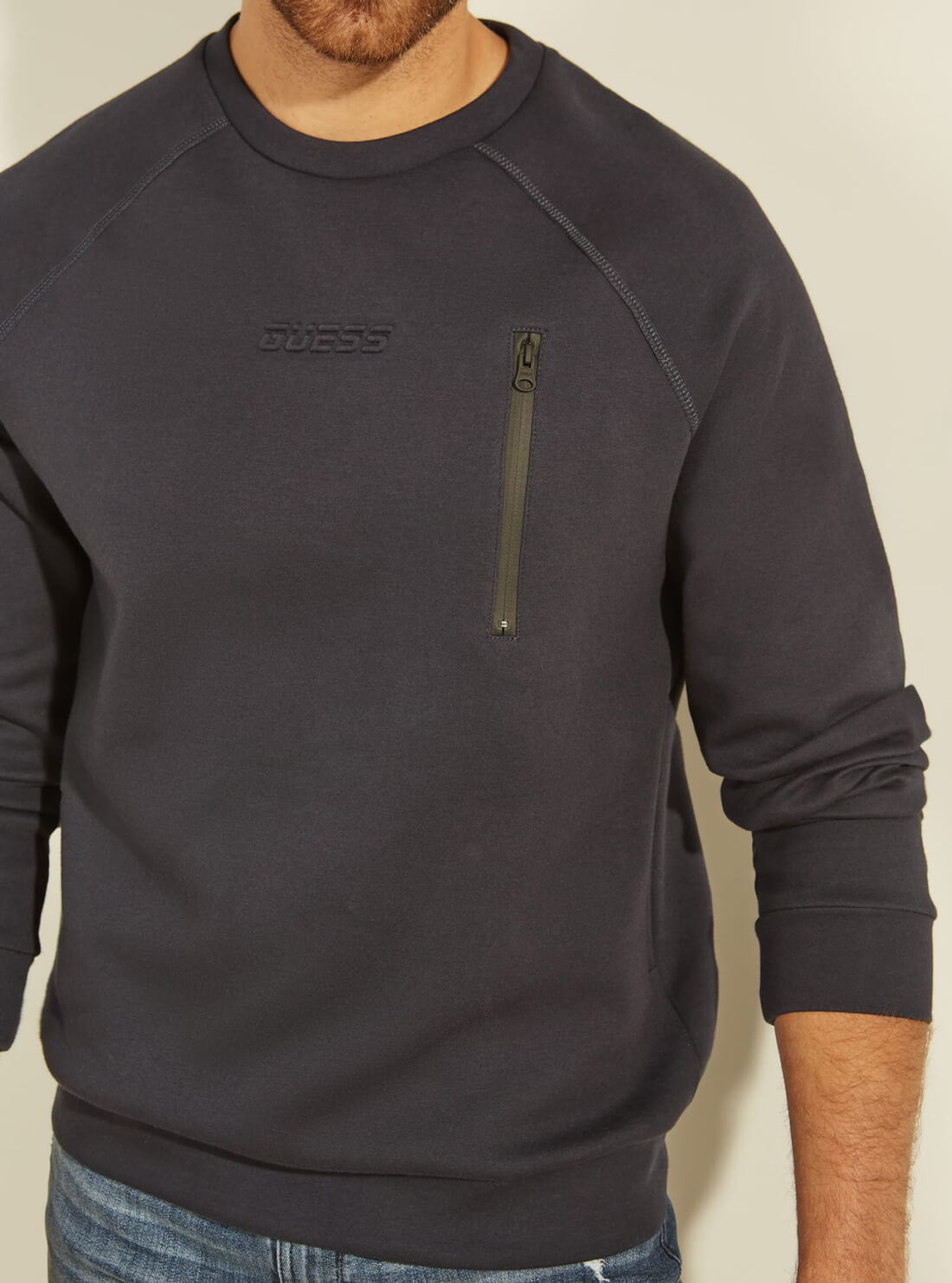 GUESS Mens Deep Marine Blue Abbot Active Jumper U1YA22FL03P Detail View