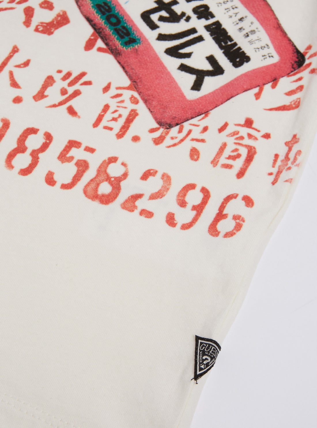 GUESS Mens White Multi Vintage Label T-Shirt MBRI25KA262 Detail View