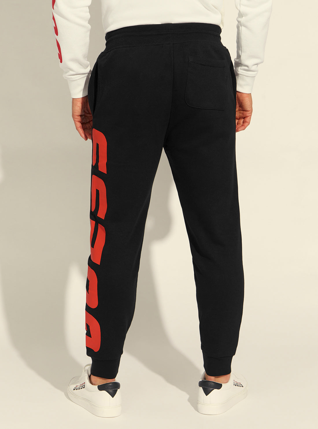 GUESS Mens Eco Black Derrick Active Trackpants Z2RB07KAIJ1 Back View