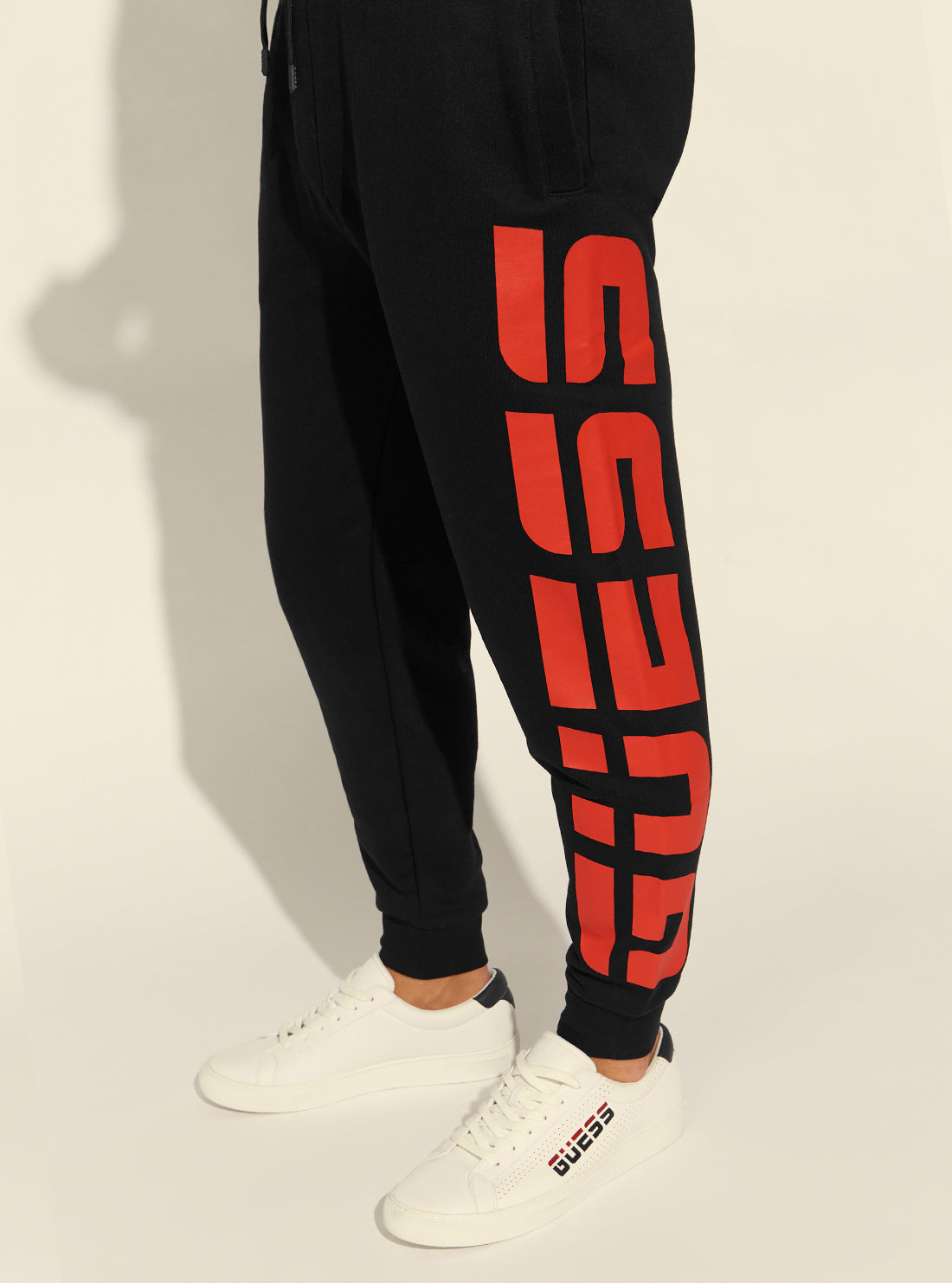 GUESS Mens Eco Black Derrick Active Trackpants Z2RB07KAIJ1 Side View