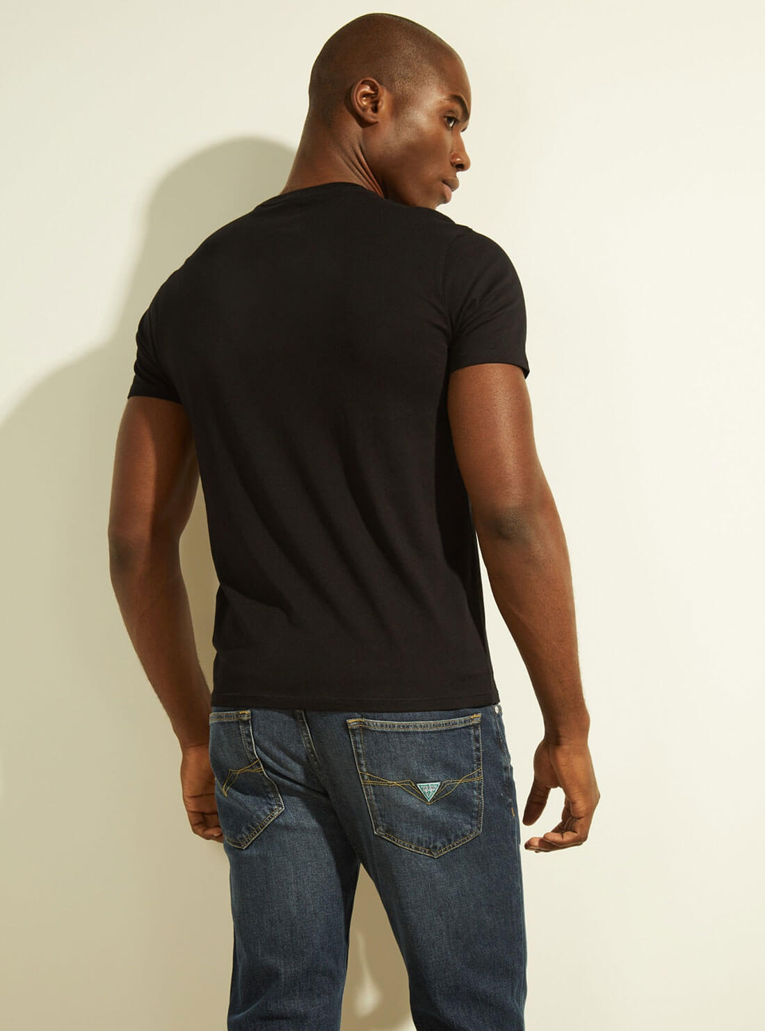 GUESS Mens Eco Black Gothic Logo T-Shirt M2GI36K9RM1 Back View