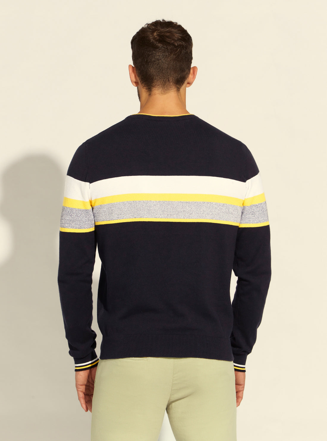 GUESS Mens Eco Blue Milo Striped Knit Top M2RR09Z2SA0 Back View