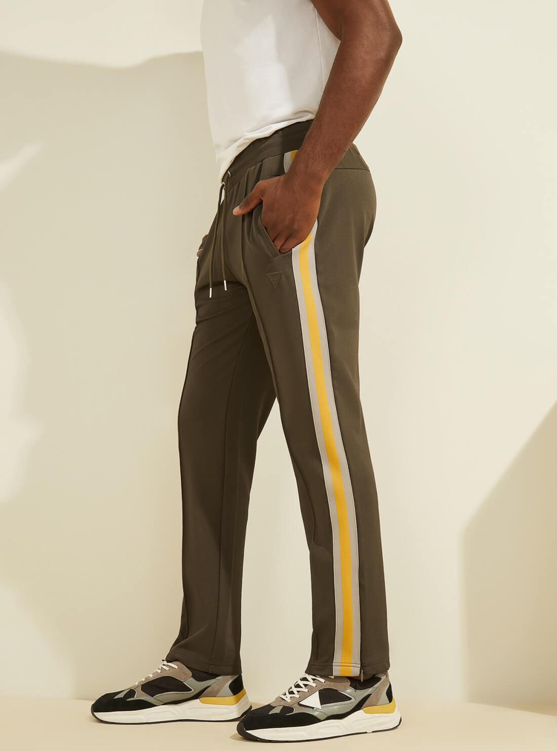 GUESS Mens  Eco Brown Matthew Active Trackpants Z2RB12FL03X Side View