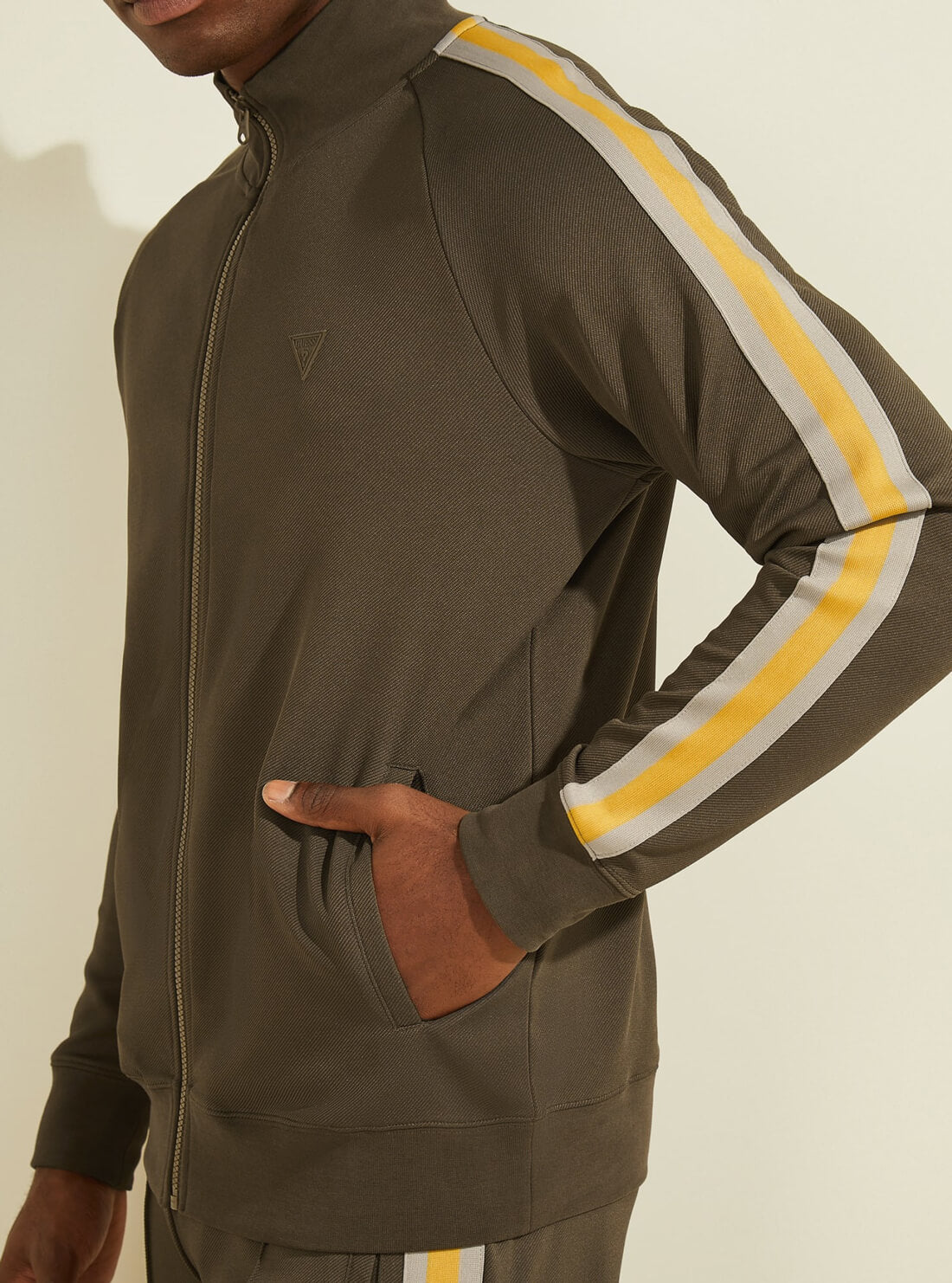 GUESS Mens Eco Brown Matthew Active Zip Jacket Z2RQ15FL03X Side View
