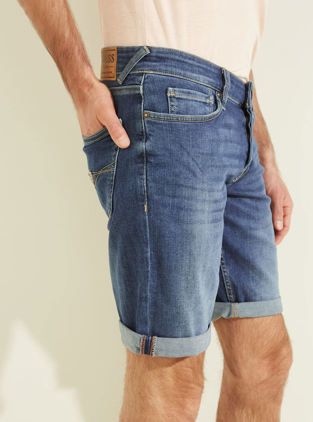 GUESS Mens Eco Carry Mid Sonny Denim Shorts M2GD01D4GV5 Side View