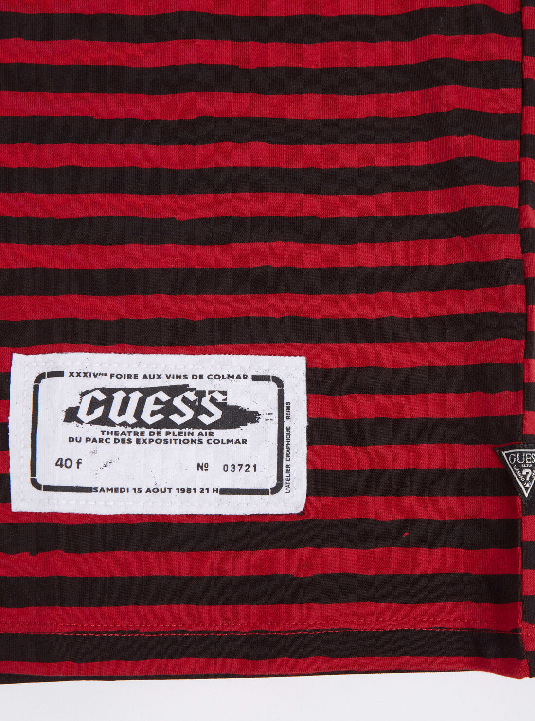 GUESS Mens Eco Red Stripe LA Nights T-Shirt MBRI25K8HA6 Graphic Print Detail View