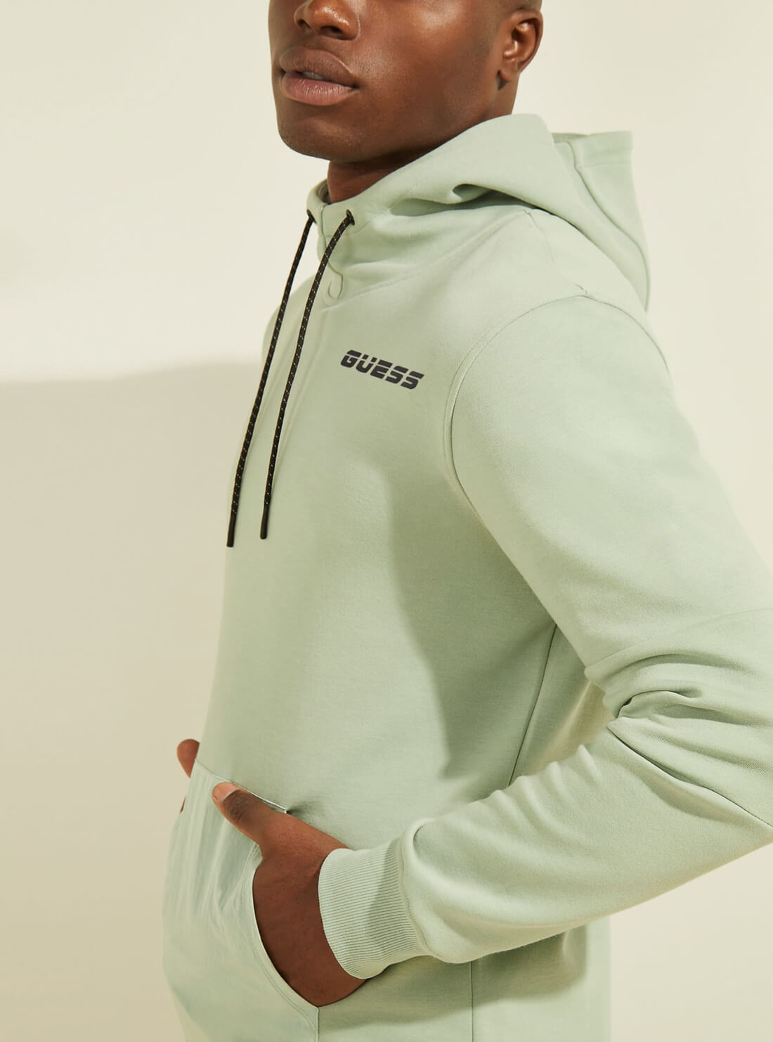 GUESS Mens  Eco Green Christopher Active Hoodie Z2RQ03KA3P1 Side View
