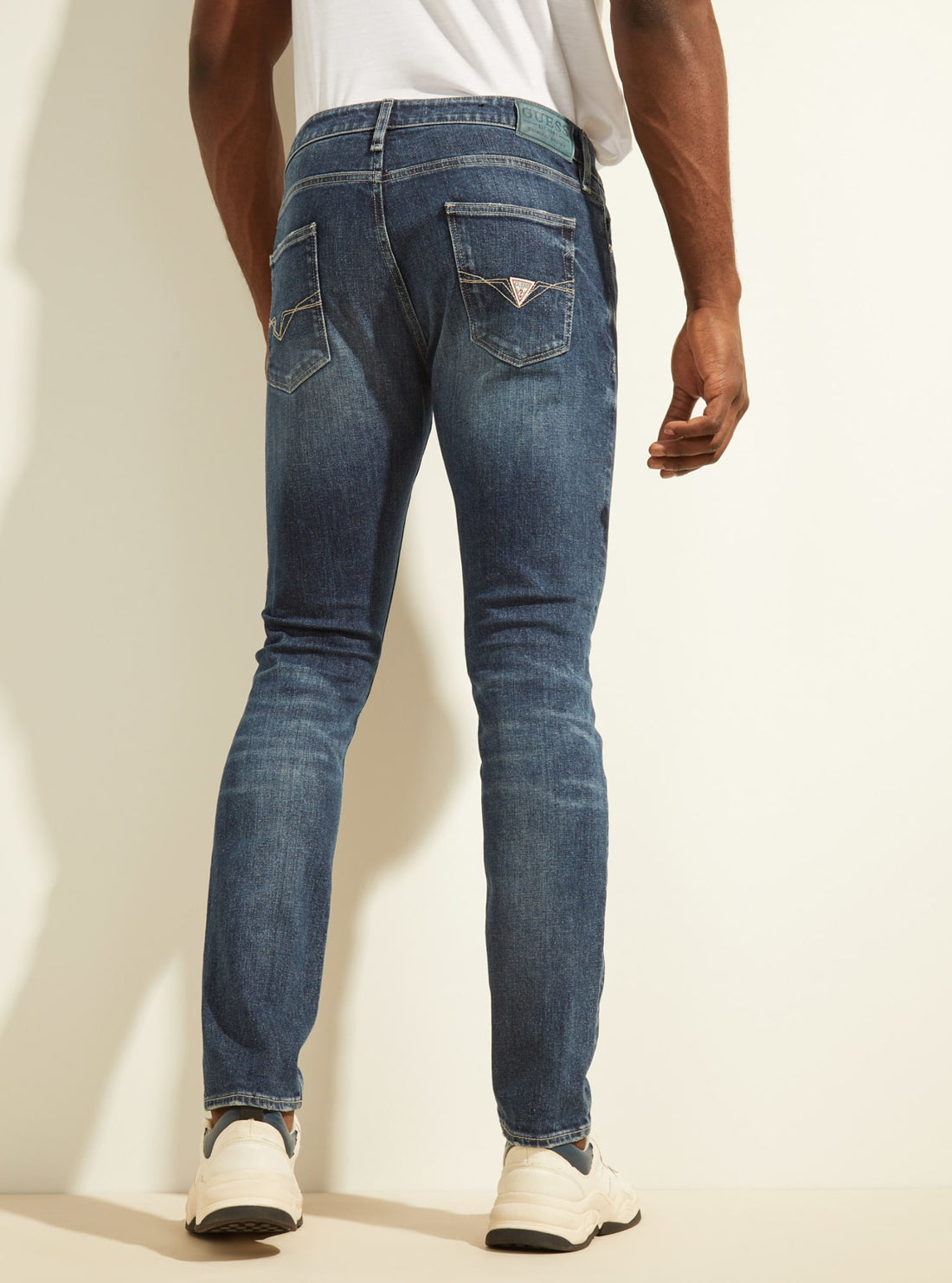 GUESS Mens Eco Mid-Rise Skinny Chris Denim Jeans In Samurai Wash M2RA27D4EX5 Back View