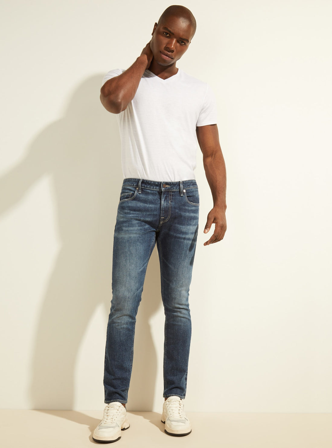 GUESS Mens Eco Mid-Rise Skinny Chris Denim Jeans In Samurai Wash M2RA27D4EX5 Full View