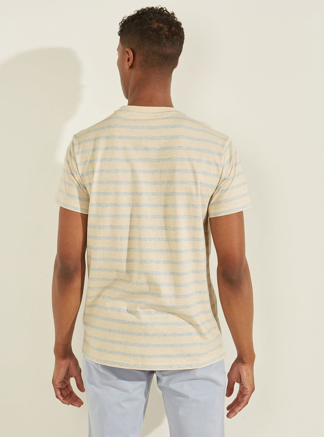 GUESS Mens Eco Blue Pin Stripe Nylon T-shirt M2GI64KB4X1 Back View
