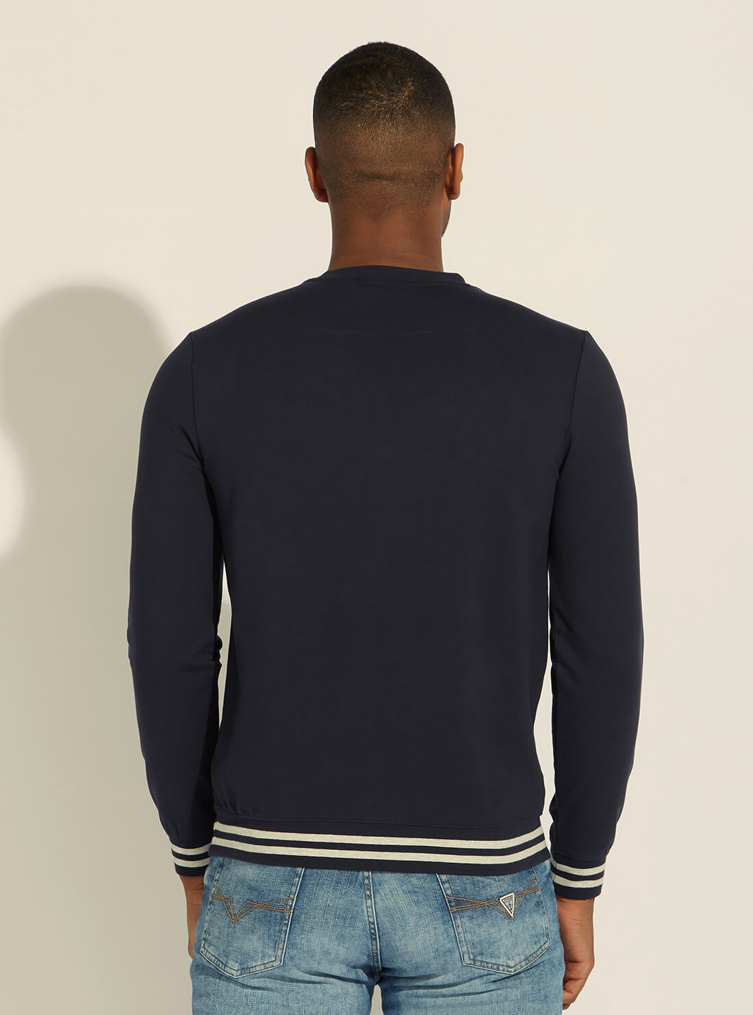 GUESS Mens Eco Smart Blue Beau Fleece Jumper M2RQ08K6ZS1 Back View