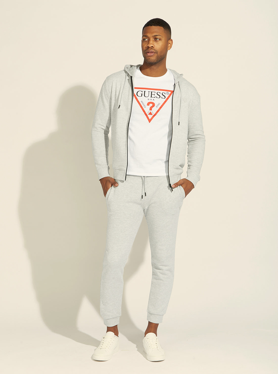 GUESS Mens Eco Grey Aldwin Active Hoodie Z2RQ20KAIJ1 Full View