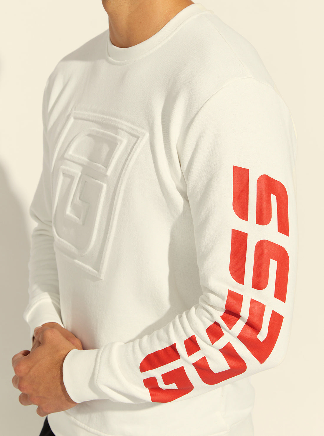 GUESS Mens  Eco White Derrick Active Jumper Z2RQ11KAIJ1 Detail View