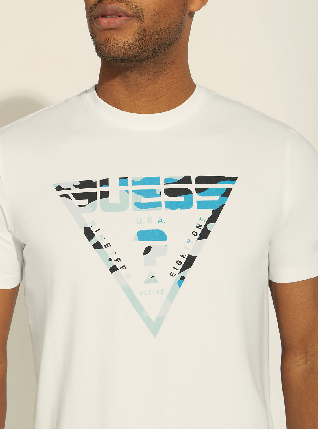 GUESS Mens Eco White Jarvis Active T-Shirt Z2GI03J1311 Detail View
