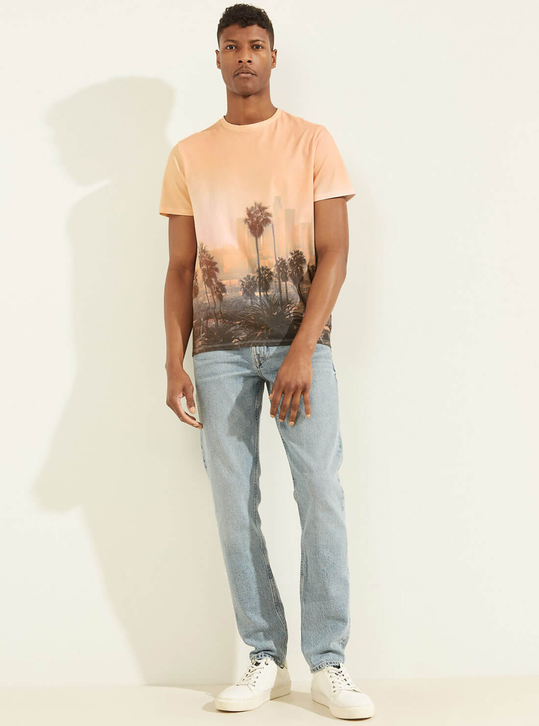 GUESS Mens Eco Orange DTLA Sunset T-Shirt M2GI34K9RM1 Full View