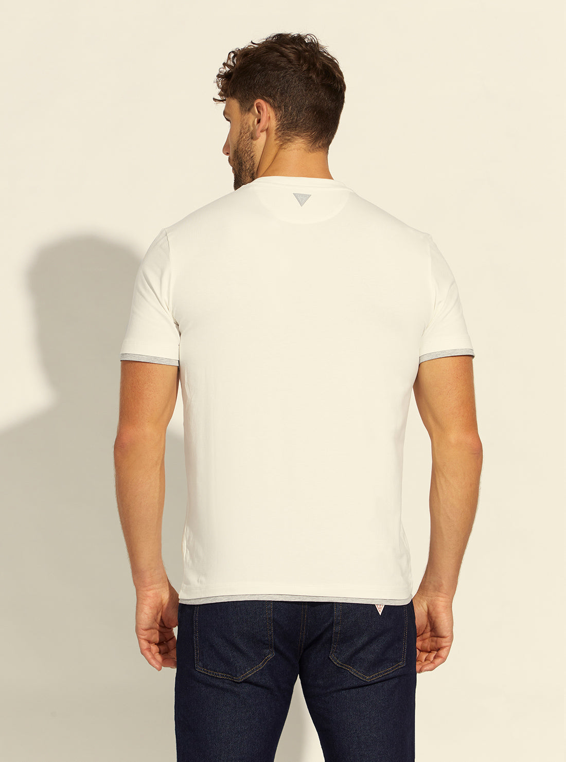 GUESS Mens  Eco White Nickolas Active Logo T-Shirt Z2RI01J1311 Back View