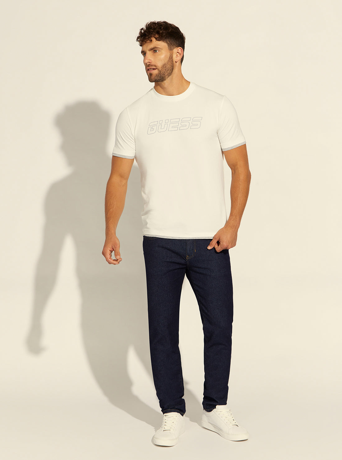 GUESS Mens  Eco White Nickolas Active Logo T-Shirt Z2RI01J1311 Full View